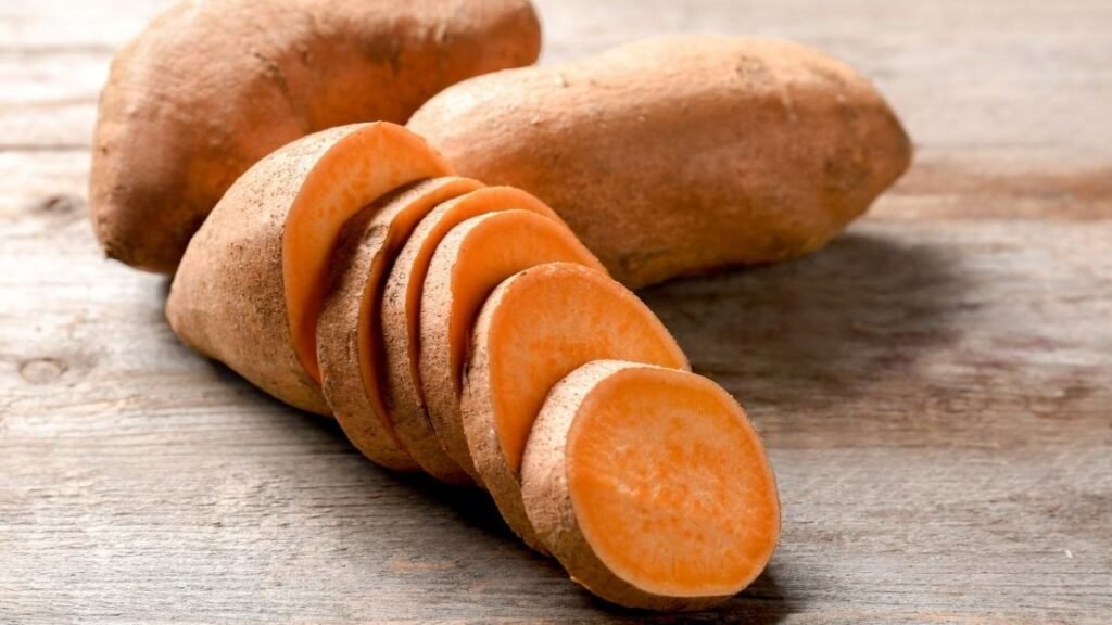 Nutrient-dense sweet potatoes that are rich in antioxidants for canine health.